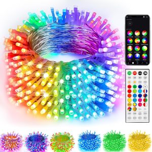 TW SHINE Smart Christmas Lights, 300 LED 100FT Color Changing Halloween String Lights Clear Wire with Remote & APP, Waterproof RGB Christmas Tree Light for Outdoor Indoor Decorations